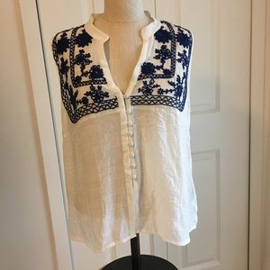 GB white and blue blouse